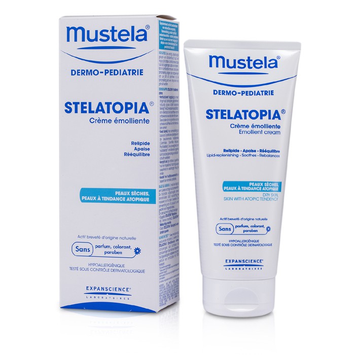 Крем Mustela Stelatopia для глубокого увлажнения кожи 200 мл, с дистиллятом подсолнечного масла, для чувствительной кожи.