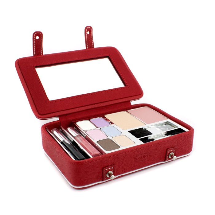 Набор для макияжа Travel Vanity от Clarins: пудра, румяна, 6 теней, тушь, блеск для губ