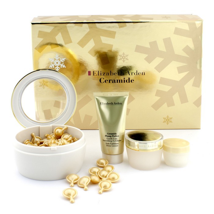 Подарочный набор для ухода за кожей Elizabeth Arden Ceramide Gold: эксфолиатор, увлажняющий и глазной крем, 4 шт.
