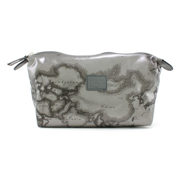 Косметичка Alviero Martini с географическим принтом, антрацитовая, 23 см x 13 см x 8 см