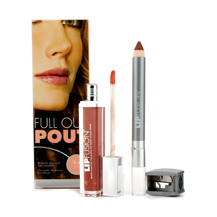 Набор для увеличения объема губ Fusion Beauty с коллагеном, блеск и карандаш для губ, 2 шт.