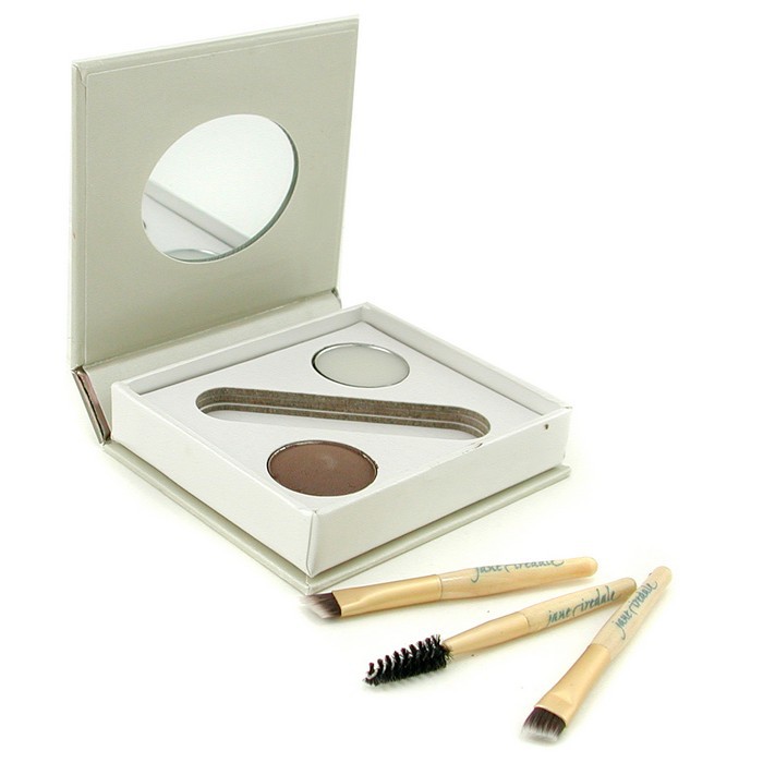 Комплект для бровей с пудрой и воском для брюнеток, 3 аппликатора, Jane Iredale
