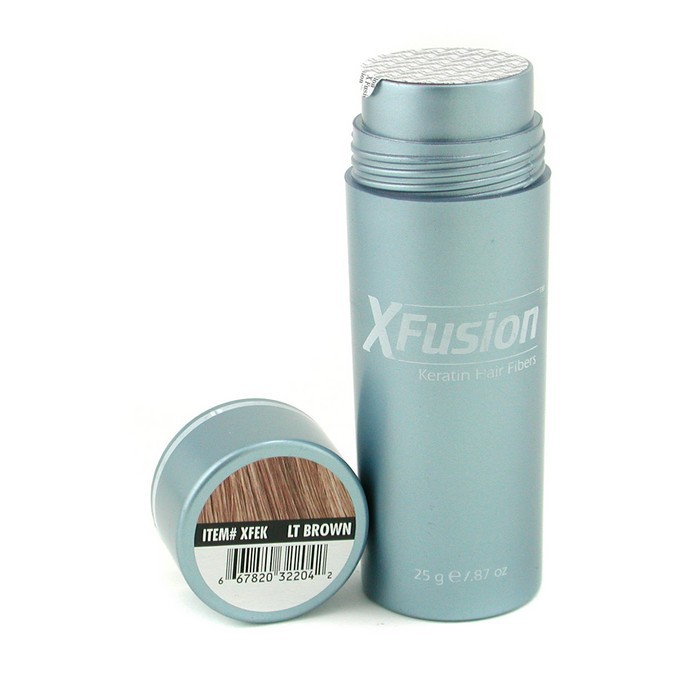 Кератиновые волокна для волос Xfusion светло-коричневые 25 г — густота, объём, маскировка залысин.