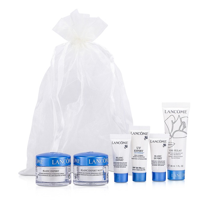Набор для путешествий Lancome Blanc Expert: гель-очиститель, крем, защитный крем, 2 сыворотки для глаз, ночной крем, 6 шт.
