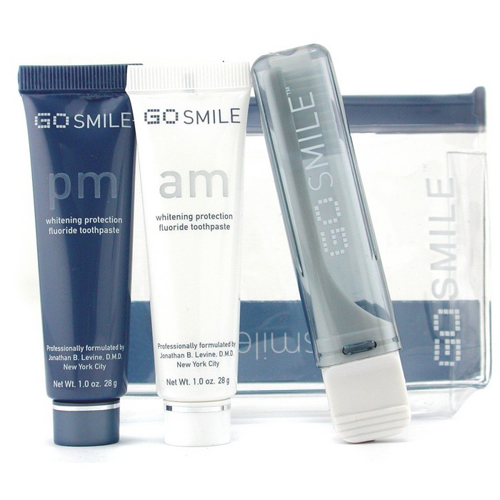 Комплект для ухода за зубами Gosmile: фторсодержащая паста 28 г (AM, PM) + зубная щетка + мешочек