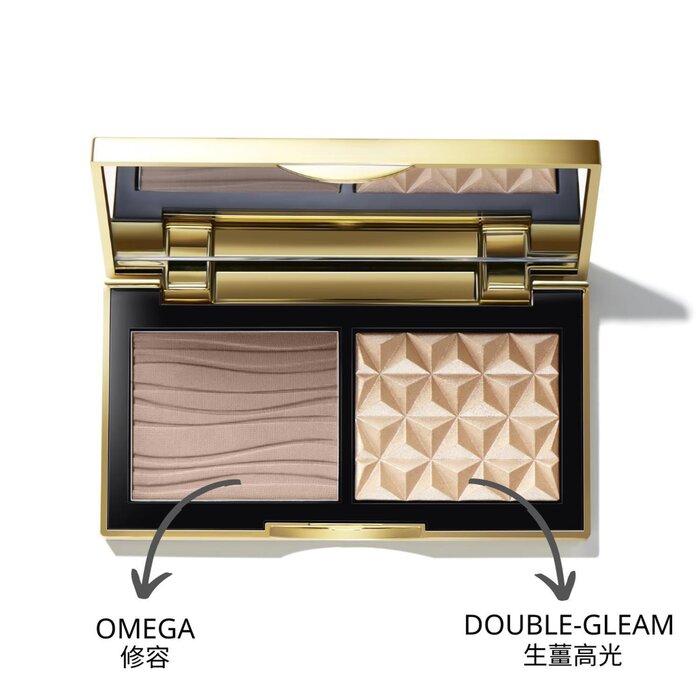 Палитра для скульптурирования и сияния лица с хайлайтером Double Gleam и пудрой Omega, 7 г