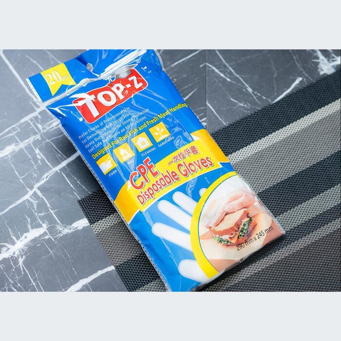 Перчатки для еды TOP-Z, 20 шт, пищевой полиэтилен, без запаха, безопасные для здоровья