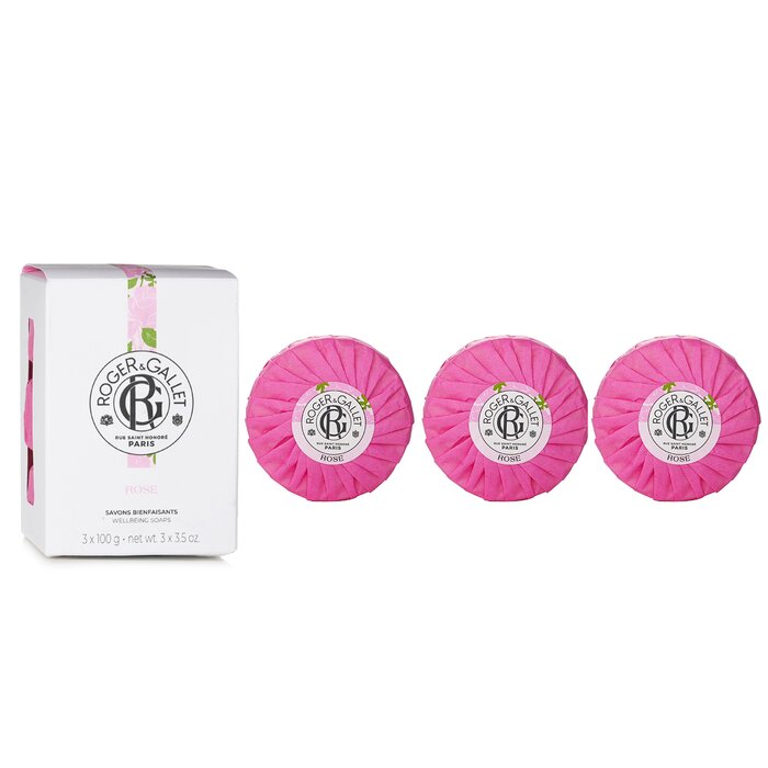 Подарочный набор мыл Roger & Gallet "Розовое благополучие", 3x100 г, с экстрактами розы и растительными маслами