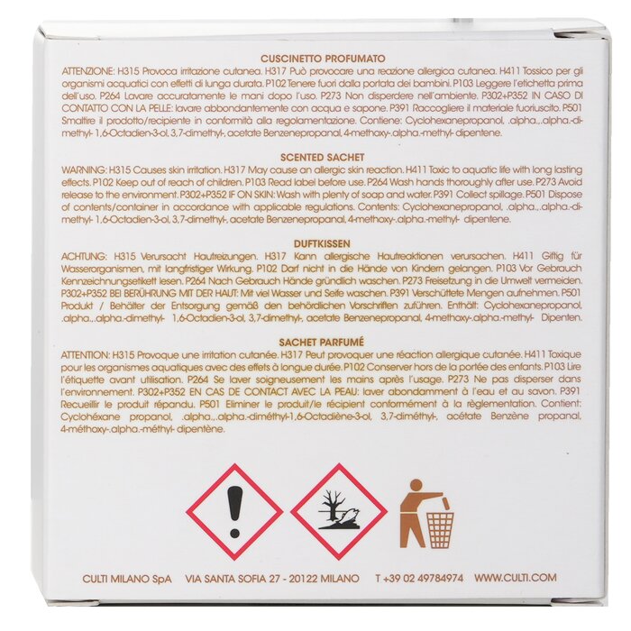 Ароматизатор для автомобиля CULTI MILANO саше "Mareminerale" 1 шт. — свежесть морского аккорда и минерализованного мускуса