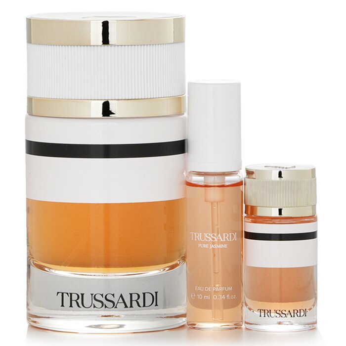 Подарочный набор Trussardi Pure Jasmine: аромат, мини-каша и лосьон для тела, 3 предмета