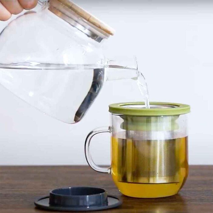Кружка для заваривания чая Ming Infuser керамическая 350 мл небесного цвета с фильтром