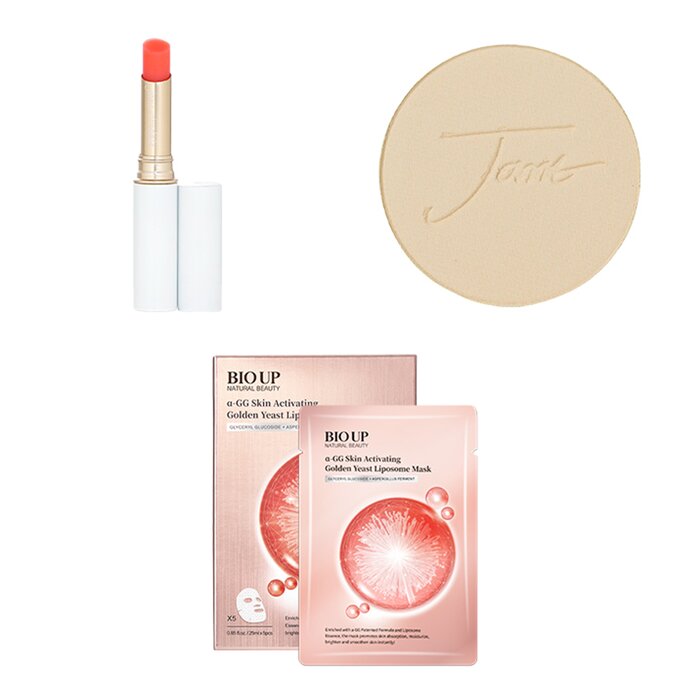 Набор для создания образа Jane Iredale: тональный крем с SPF 20, бальзам для губ и щек, маска 3 шт.